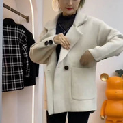 呢子外套女秋冬季2023韩版西装领宽松百搭加厚小个子短款大衣