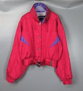 Vintage 古着中古日本90s纯色玫红色女款短款机车滑雪服外套