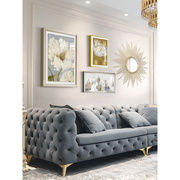 美式客厅装饰画沙发背景墙现代轻奢挂画简美油画，高档铁艺组合壁画