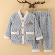 秋冬季儿童法兰绒睡衣，2023男童宝宝中大童，加厚款珊瑚绒家居服