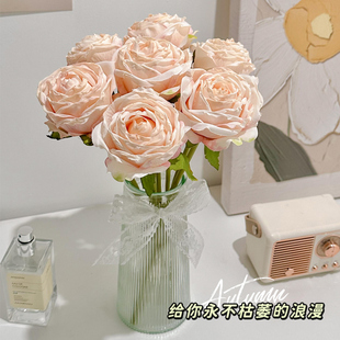 玫瑰仿真假花摆设永生干花，花束客厅餐桌房间卧室桌面装饰花艺摆件