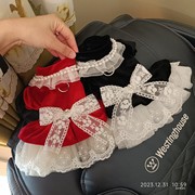 泡米酱礼服裙子春秋宠物狗狗，衣服泰迪比熊婚礼，猫咪婚纱红色公主裙