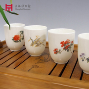 上海博物馆陶瓷杯套装清张熊牡丹(熊，牡丹)花卉天香对杯水杯套装伴手