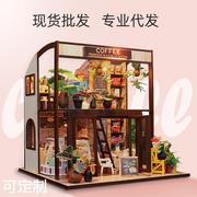 创意diy小屋拼装模型时光，咖啡屋手工制作小房子生日礼物女生玩具
