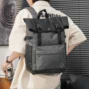 时尚灰色双肩包日系背袋 韩版男包休闲复古背包电脑包书包潮