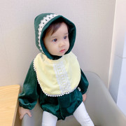 韩版ins婴儿爬服春秋百天女，宝宝洋气外出公主，包屁连体哈衣1-2周岁