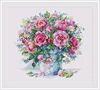一束鲜艳的玫瑰花，小白十字绣套件客厅卧室精准印花