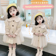 女童外套春秋装韩版2小女孩衣服，3女宝宝风衣中长款4儿童公主裙5岁