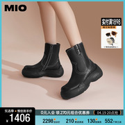 MIO米奥2023年冬季圆头高跟切尔西靴厚底潮流运动户外加绒中筒靴