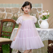 女童夏装公主裙夏季韩版童装女宝儿童，淑女甜美短袖连衣裙子