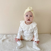 婴儿包屁衣长袖0-3新生儿，纯棉连体衣花边，蕾丝领春秋女孩三角哈衣