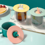 食品级硅胶圆形中大号杯盖，马克茶杯玻璃陶瓷水杯，卡通可爱通用杯盖