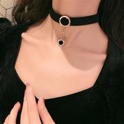 韩国性感锁骨链颈链chocker女短款项链黑色宽边遮脖子饰品颈带
