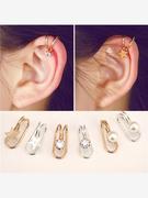 韩创意珍珠耳钉  气质单钻星星耳夹 U型耳夹单只装 义乌耳环混批