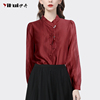 新中式国风新年红色立领衬衫女春装2024设计感别致雪纺衫气质