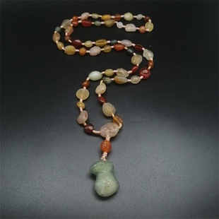 阿拉善戈壁玛瑙原石项链，天然新疆戈壁滩玛瑙，原石彩糖心毛衣链