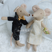 出口丹麦结婚玩偶小老鼠礼盒装布艺，系婚礼用品，男女闺蜜送人礼物