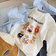 童装儿童长袖t恤2023年春秋韩版可爱小熊，男童女童宝宝长袖t恤