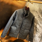 冬季休闲纯色翻领加棉厚款夹克商务男士外套，韩版潮流修身棉服