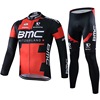 红色BMC春秋季山地自行单装备专业长袖骑行服套装排汗透气速干衣