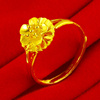 黄金戒指女款9999足金，纯金食指环结婚首饰花朵真金按克送妈妈