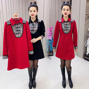 新中式旗袍裙女2024春重工盘扣国风设计感减龄洋气大码连衣裙