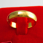 镀光圈黄金男士女款镀足金纯金戒子情侣对戒光面戒指指环真金