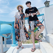 情侣装沙滩套装蜜月民族风海边度假连体裤超仙情侣款三亚旅游T恤