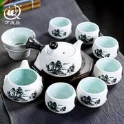 L雪花釉功夫茶具套装陶瓷中式家用茶具创意简约茶壶茶杯