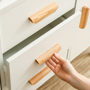 原木色柜门把手实木衣柜，拉手抽屉橱柜，单孔圆形现代简约木质把手