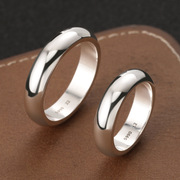 S990足银光面戒指男女简约弧形情侣对戒闭口实心重工素圈指环礼物