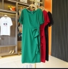 2023夏天时尚优雅气质连衣裙黑绿红三色连衣裙修身显瘦面料舒服