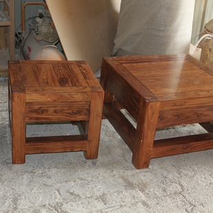 全实木不雕花老榆木餐桌桌子简约四方桌长方桌矮木桌整体多重加固