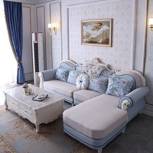 欧式布艺沙发组合真皮客厅，简欧贵妃现代简约大户型小转角整装拆洗