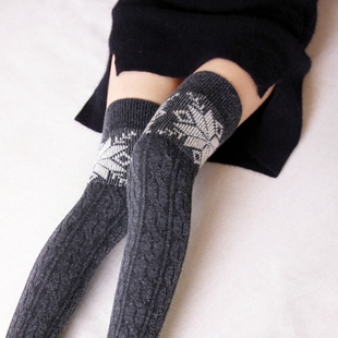 秋冬季日系护腿女羊毛过膝袜长筒袜保暖堆堆袜子高筒袜套长袜子