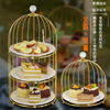 创意鸟笼双层展示台三层水果盘铁艺甜品蛋糕摆件下午茶歇点心架