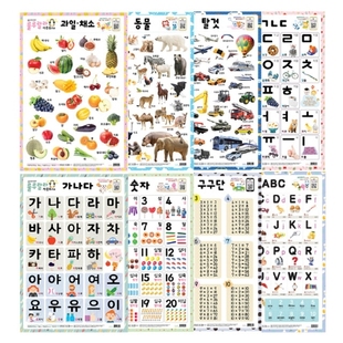 韩国进口学习早教挂图高清韩语，英语数字动物没有声音三张