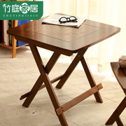 小折叠方桌子(方桌子)正方形折叠桌餐桌楠竹实木吃饭桌，简易家用阳台折叠桌