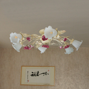 欧式手工制作铁艺水晶玻璃玫瑰花，清雅色调客厅，卧室餐厅书房吸顶灯