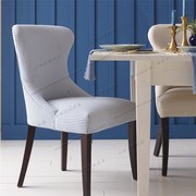 北欧条纹布艺餐椅现代简约洽谈椅酒店设计师创意美式休闲椅电脑椅