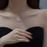 韩国珍珠项链女纯银轻奢小众，设计感高级锁骨链生日礼物2024年