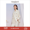 Goodland美地女装2023秋季双排扣米白色轻商务西装外套