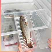 冰箱收纳盒装肉装鱼冷冻保鲜盒塑料带盖冷藏分隔整理盒家用储物盒