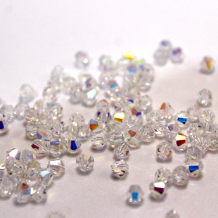 奥地利菱形水晶珠子尖珠彩白手工diy串珠玻璃散珠白色幻彩