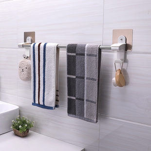 双庆吸盘毛巾架卫生间毛巾挂架，单杆浴室不锈钢毛巾架免打孔毛巾杆