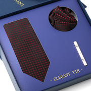 h023三件套礼盒领带男结婚婚礼，新郎领带夹方巾高档情人节生日礼物