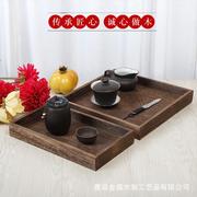 日式茶具木托盘茶盘 实木烧桐木茶盘复古木质茶具套装木制品