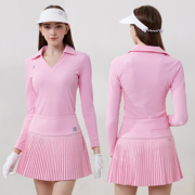 春秋季高尔夫女装长袖裙子套装女士网球运动弹力上衣golf修身服装