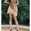 小个子方领显瘦泡泡袖连衣裙女2023夏季设计感星星不规则拼色短裙
