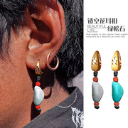 耳钉耳饰绿松石藏族饰品，耳坠男耳环藏式耳钉，民族风男生